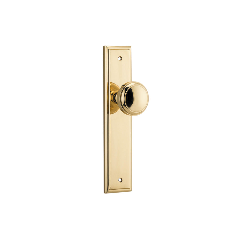 Paddington Knob - Stepped Backplate Polished Brass / Passage / Lever Set Only