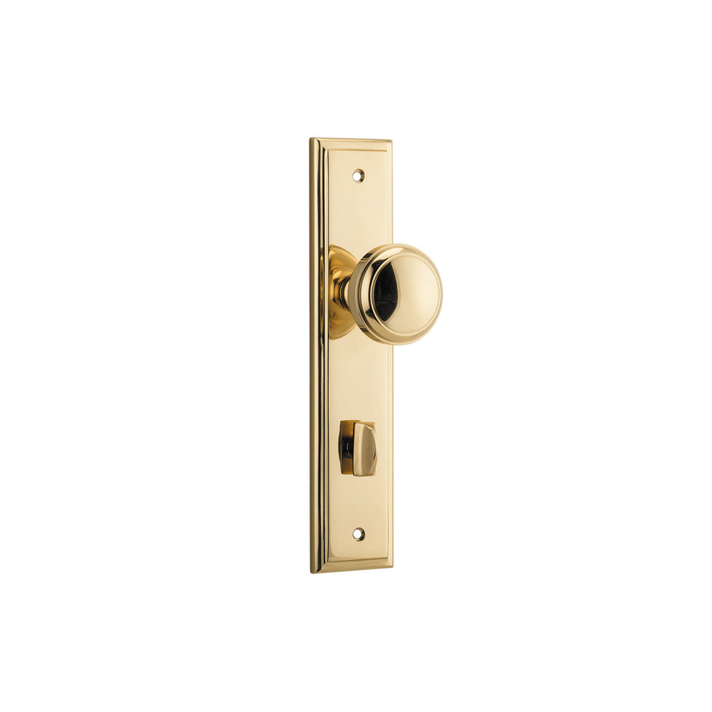 Paddington Knob - Stepped Backplate Polished Brass / Privacy / Lever Set Only