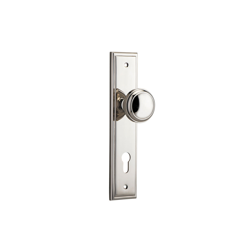 Paddington Knob - Stepped Backplate Polished Nickel / Entrance / Lever Set Only