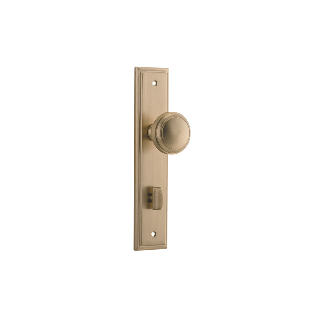 Paddington Knob - Stepped Backplate Brushed Brass / Privacy / Lever Set Only
