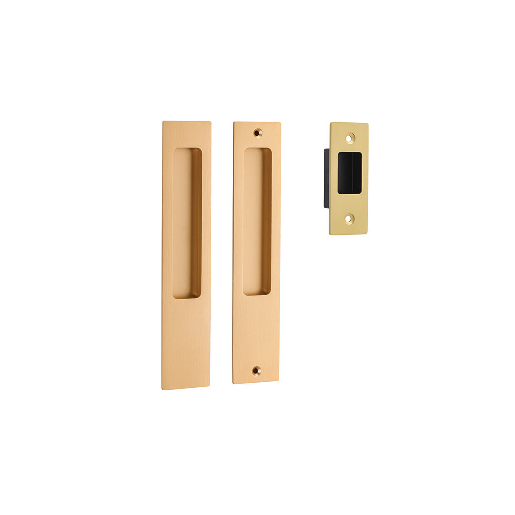 Rectangular Sliding Door Pull Brushed Brass / Passage