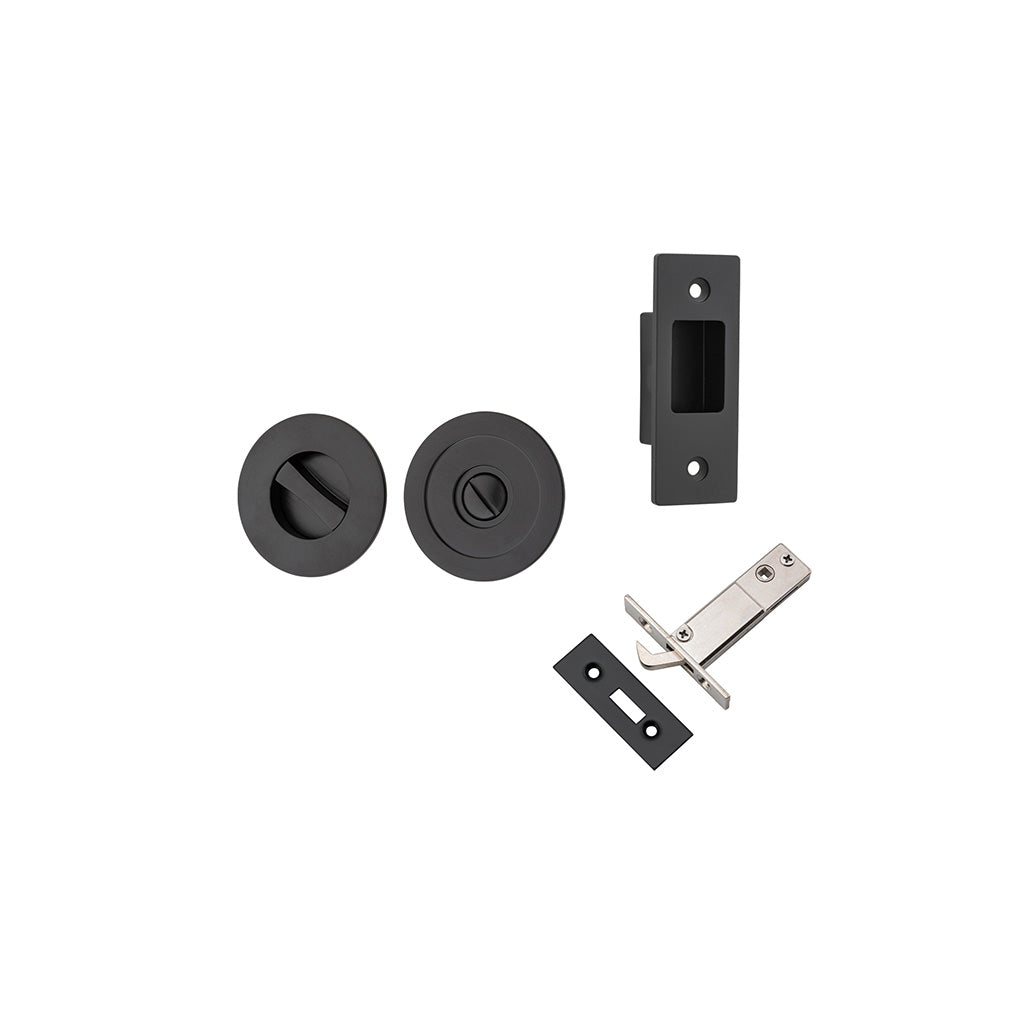Round Sliding Door Pull Matt Black / Privacy