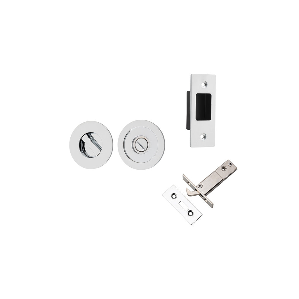 Round Sliding Door Pull Polished Chrome / Privacy