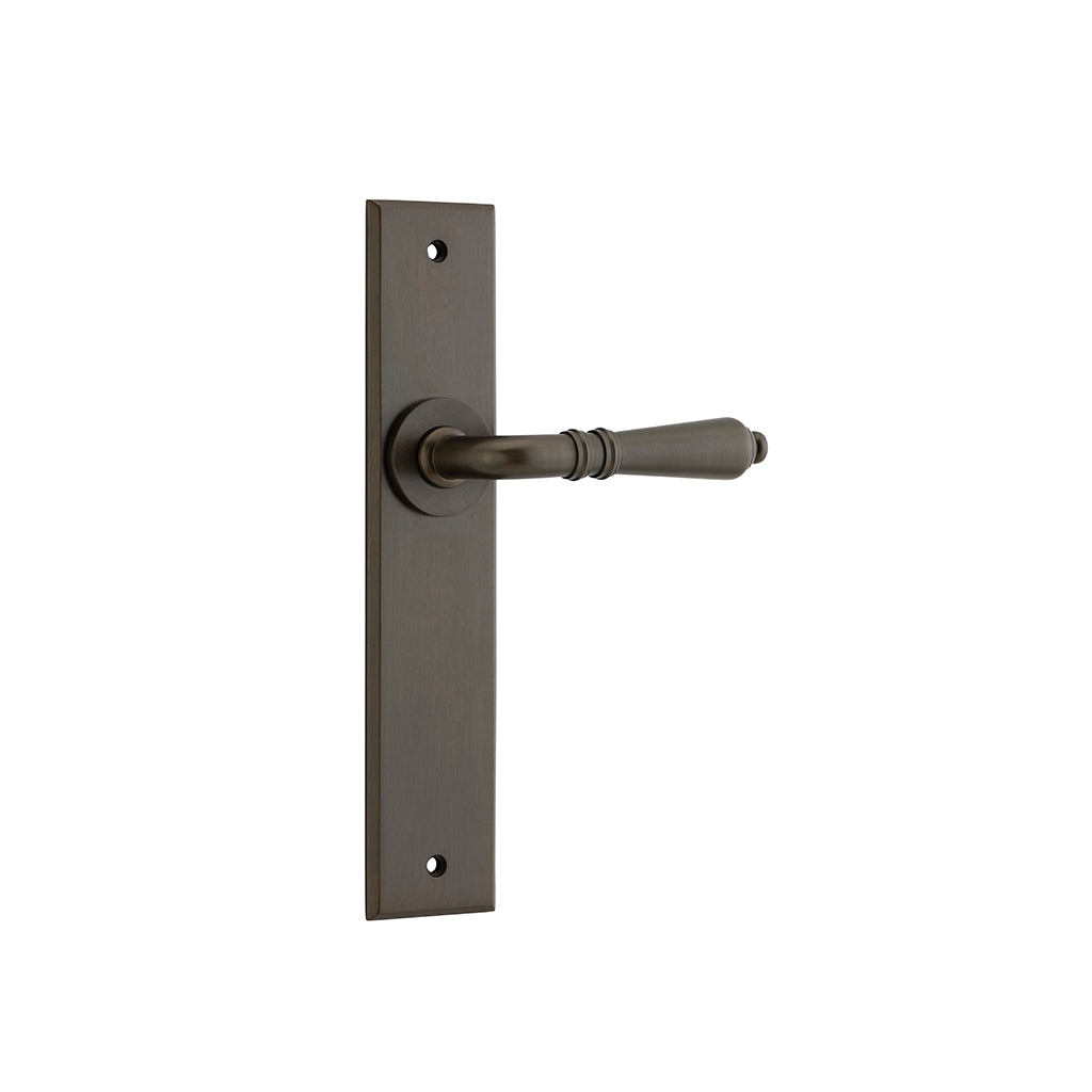 Sarlat Lever - Chamfered Backplate Signature Brass / Passage / Lever Set Only