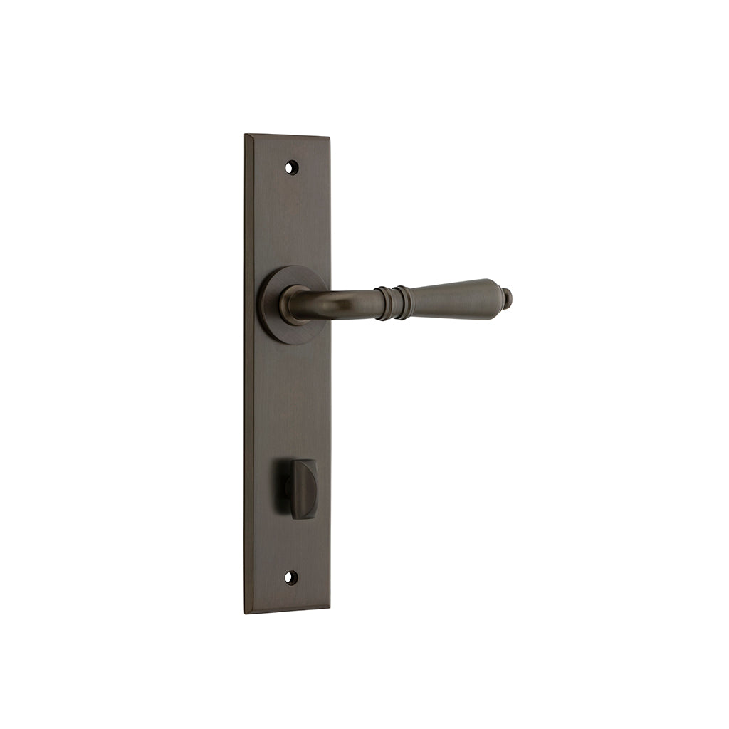 Sarlat Lever - Chamfered Backplate Signature Brass / Privacy / Lever Set Only