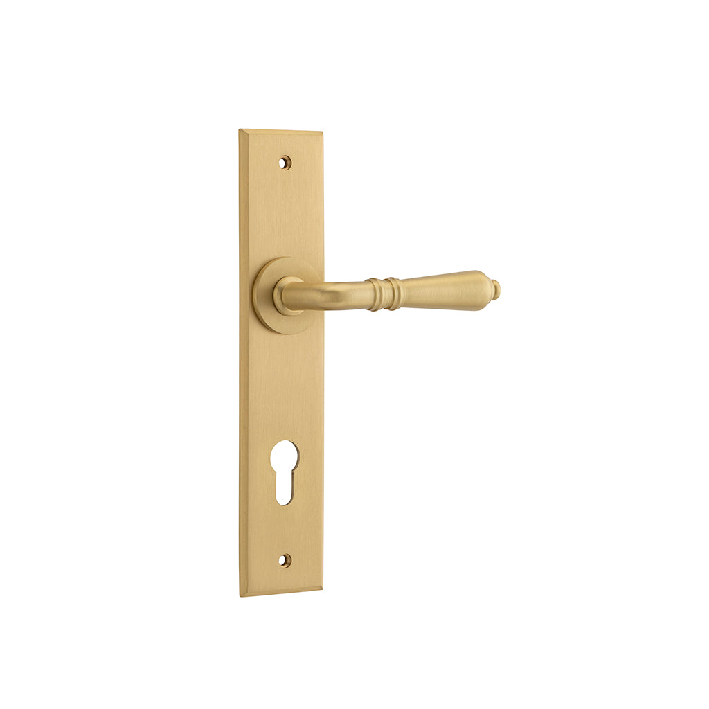Sarlat Lever - Chamfered Backplate Brushed Brass / Entrance / Lever Set Only