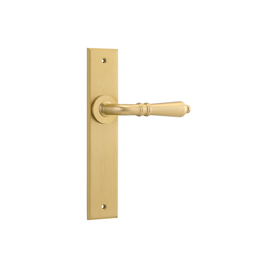 Sarlat Lever - Chamfered Backplate Brushed Gold PVD / Passage / Lever Set Only