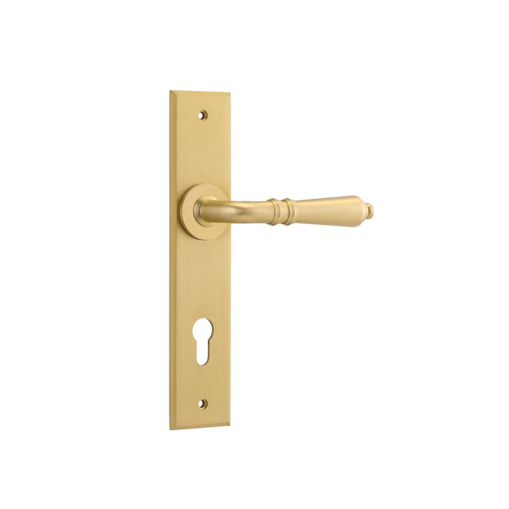 Sarlat Lever - Chamfered Backplate Brushed Gold PVD / Entrance / Lever Set Only