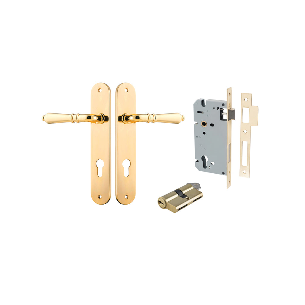 Sarlat Lever - Oval Backplate Polished Brass / Entrance / Entrance Kit Dual Function (Key-Key)