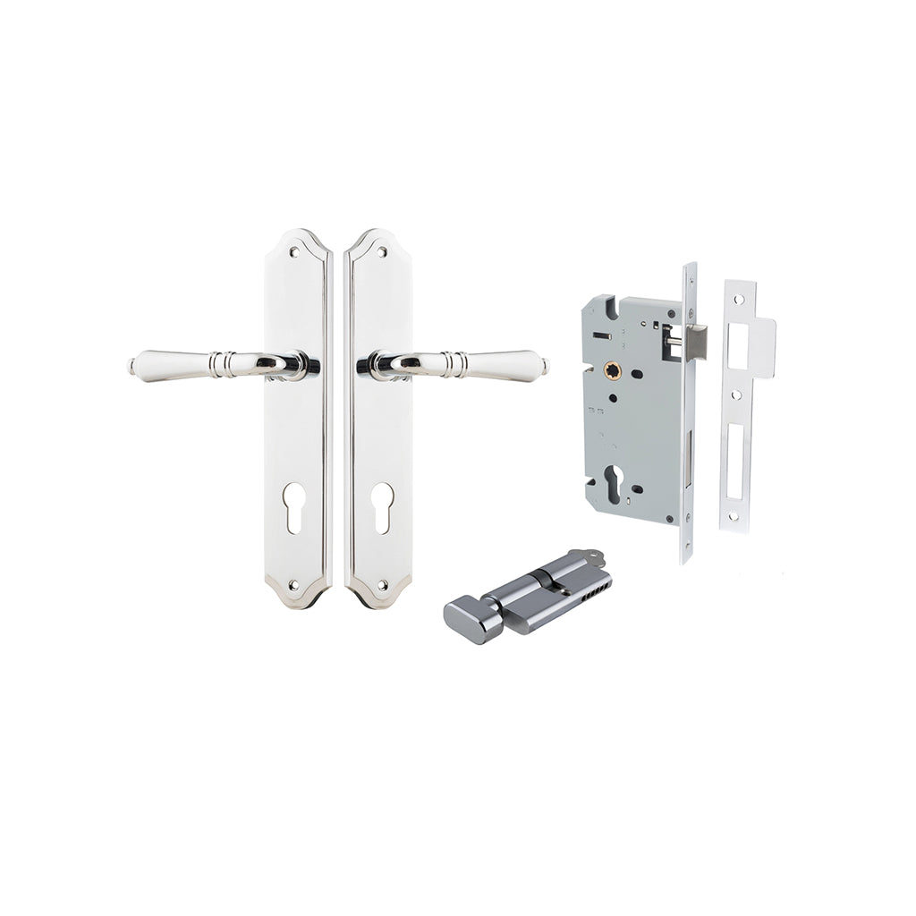 Sarlat Lever - Shouldered Backplate Polished Chrome / Entrance / Entrance Kit (Key-Thumb)