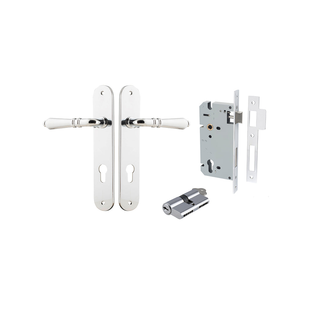 Sarlat Lever - Oval Backplate Polished Chrome / Entrance / Entrance Kit Dual Function (Key-Key)