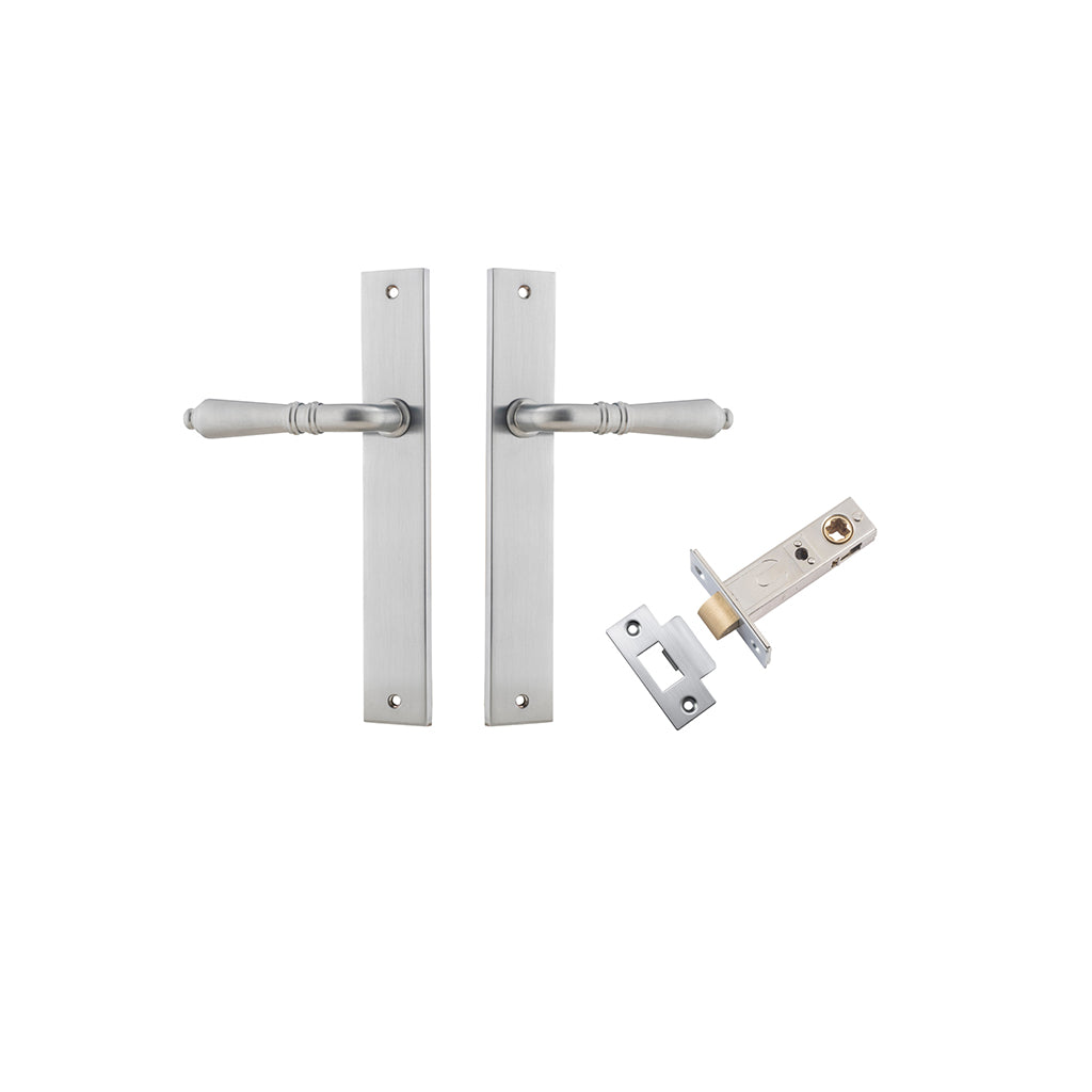 Sarlat Lever - Rectangular Backplate Brushed Chrome / Passage / Passage Kit