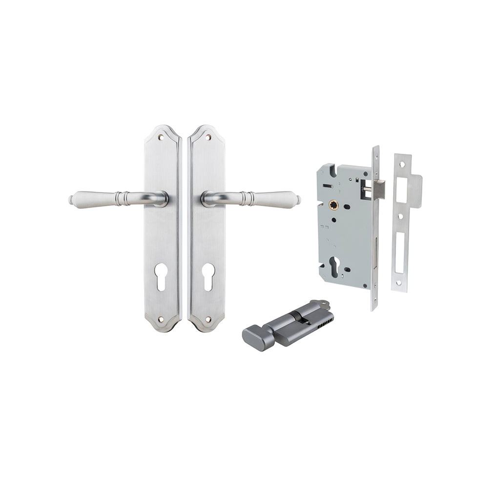 Sarlat Lever - Shouldered Backplate Brushed Chrome / Entrance / Entrance Kit (Key-Thumb)