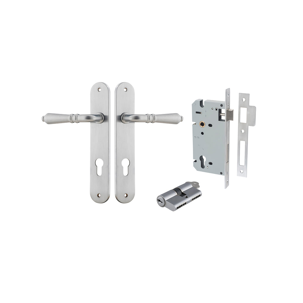 Sarlat Lever - Oval Backplate Brushed Chrome / Entrance / Entrance Kit Dual Function (Key-Key)