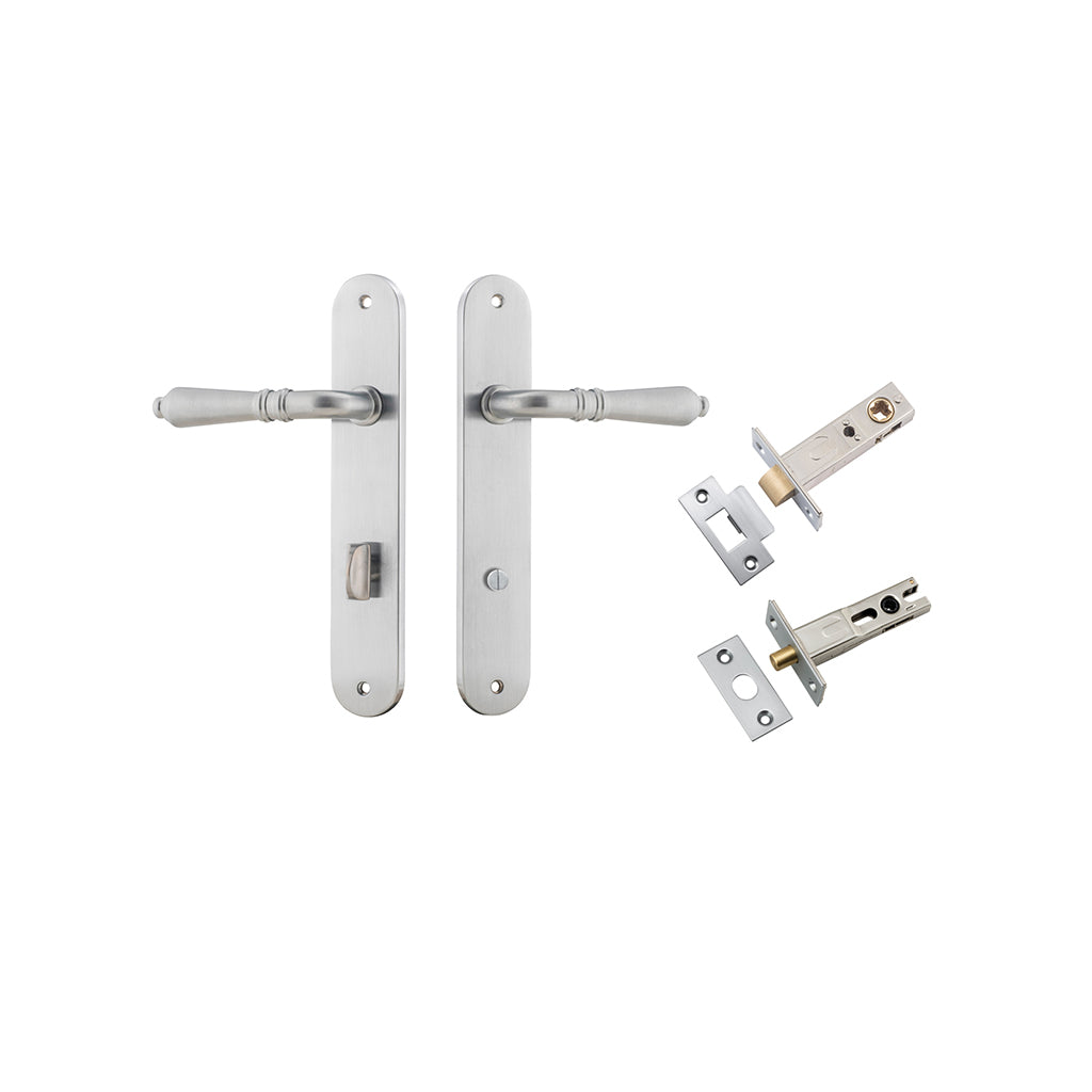 Sarlat Lever - Oval Backplate Brushed Chrome / Privacy / Separate Privacy Kit
