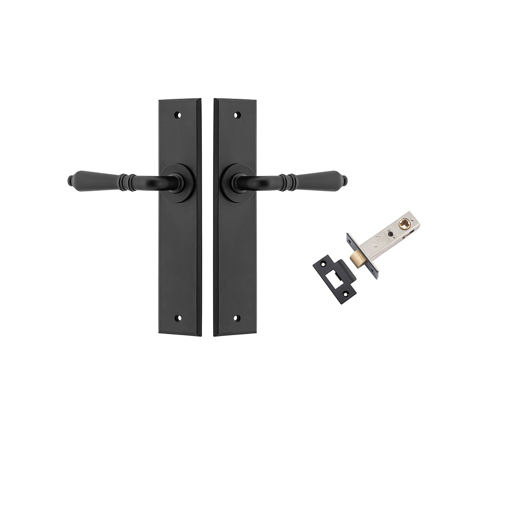 Sarlat Lever - Chamfered Backplate Matt Black / Passage / Passage Kit
