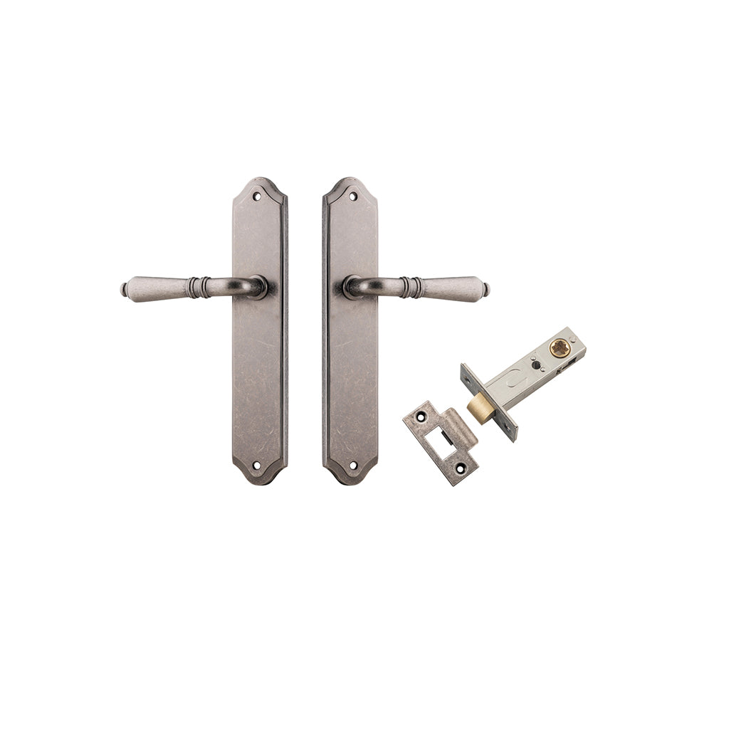 Sarlat Lever - Shouldered Backplate Distressed Nickel / Passage / Passage Kit