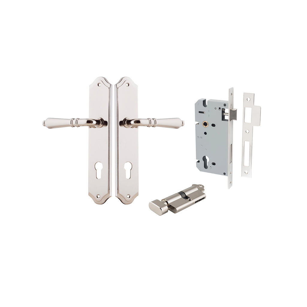 Sarlat Lever - Shouldered Backplate Polished Nickel / Entrance / Entrance Kit (Key-Thumb)