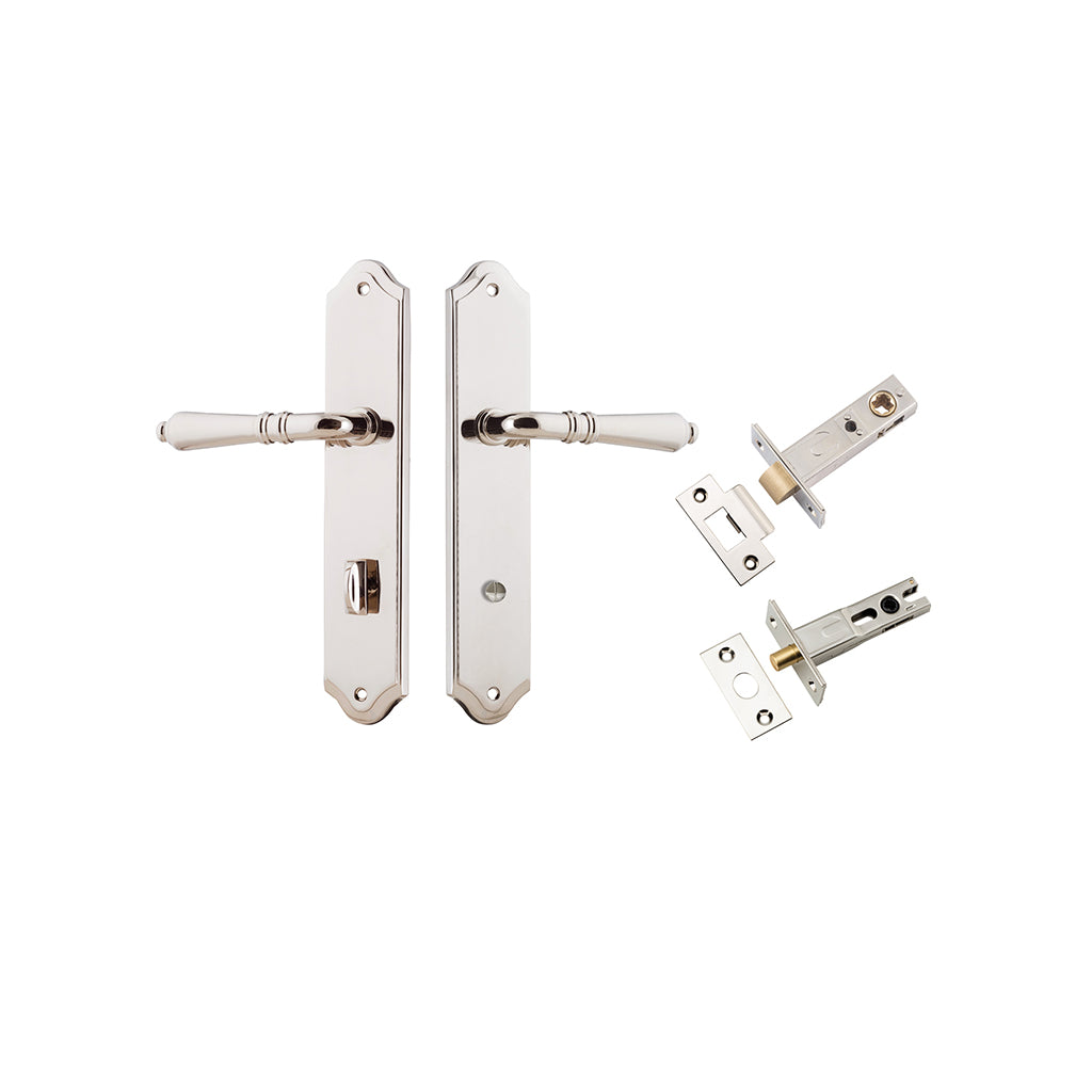 Sarlat Lever - Shouldered Backplate Polished Nickel / Privacy / Separate Privacy Kit