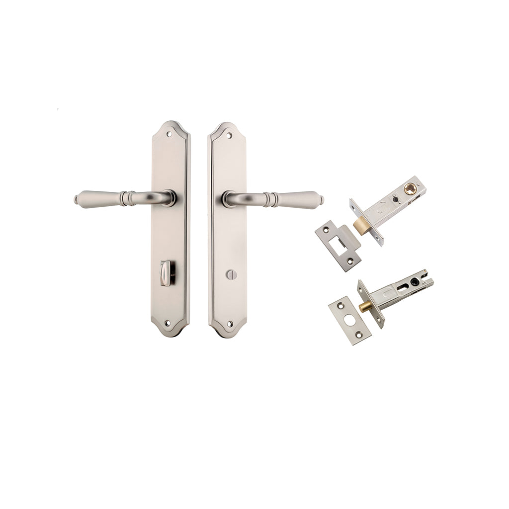 Sarlat Lever - Shouldered Backplate Satin Nickel / Privacy / Separate Privacy Kit