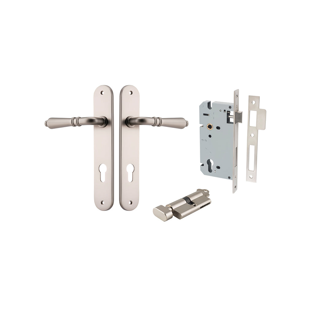 Sarlat Lever - Oval Backplate Satin Nickel / Entrance / Entrance Kit (Key-Thumb)