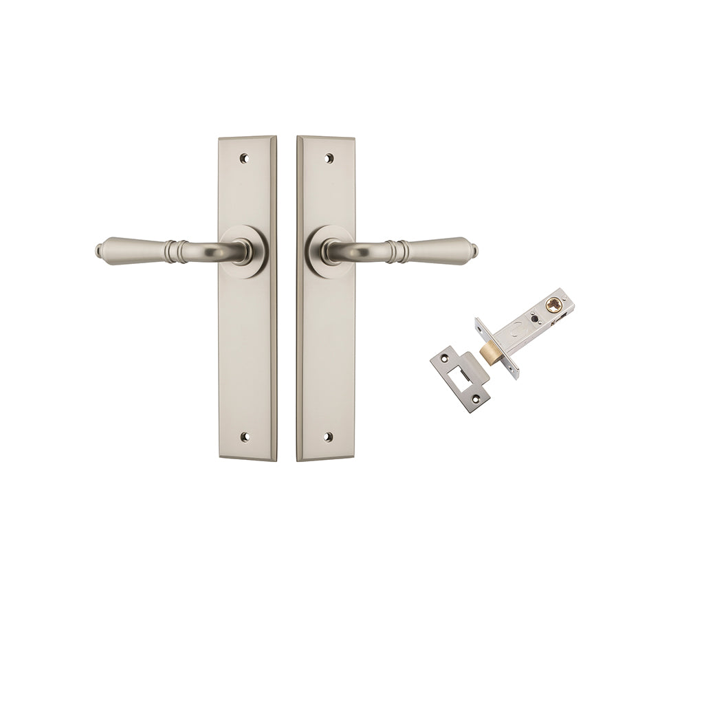 Sarlat Lever - Chamfered Backplate Satin Nickel / Passage / Passage Kit