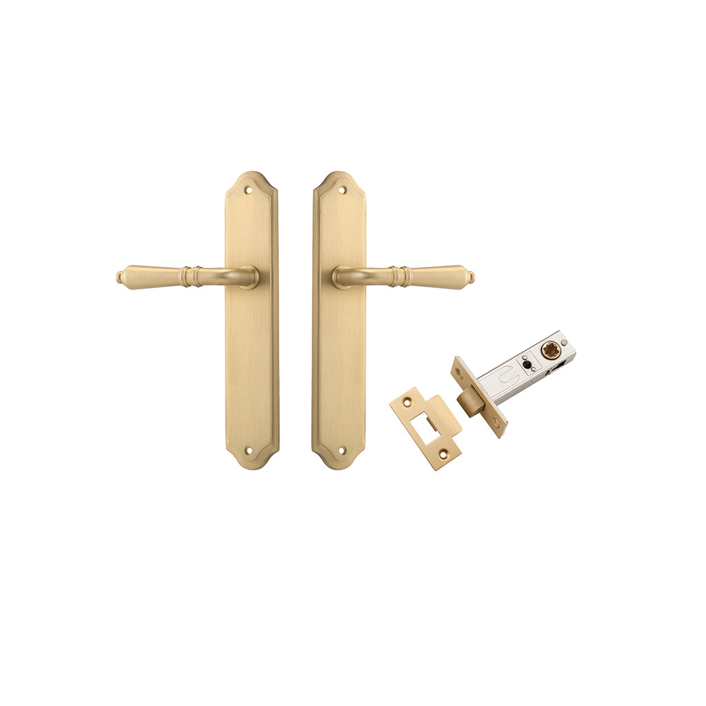 Sarlat Lever - Shouldered Backplate Brushed Brass / Passage / Passage Kit