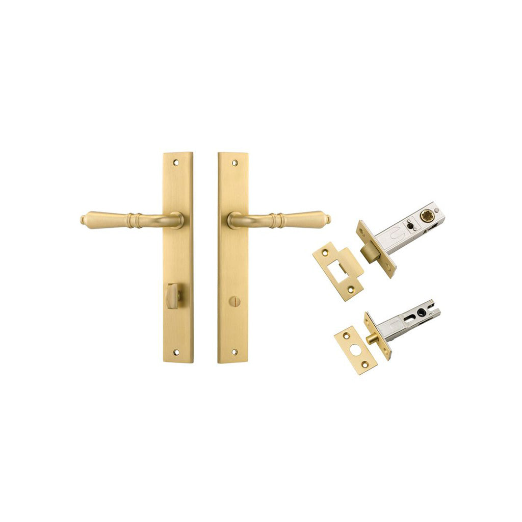 Sarlat Lever - Rectangular Backplate Brushed Gold PVD / Privacy / Separate Privacy Kit