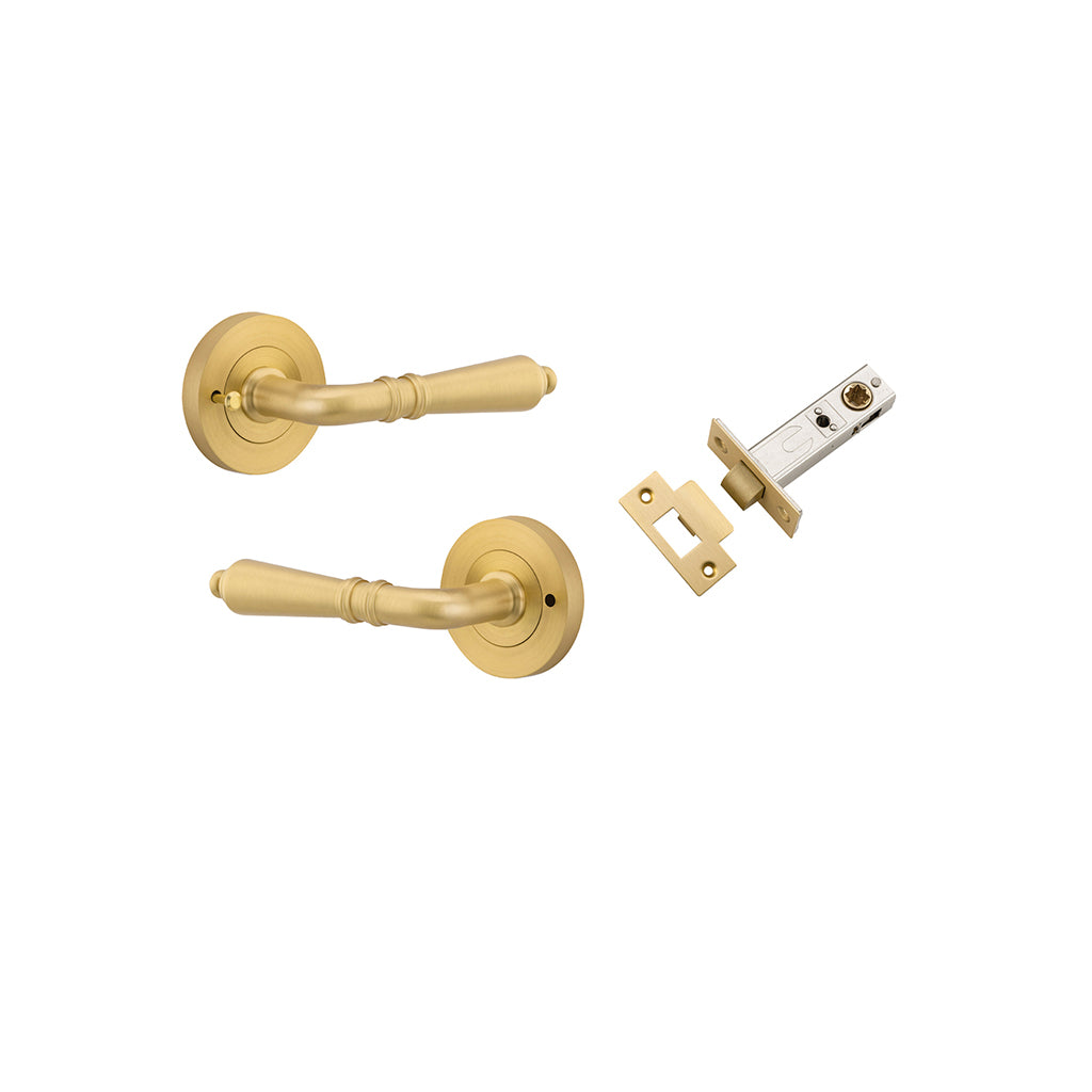 Sarlat Lever - Round Rose Brushed Gold PVD / Privacy / Inbuilt Privacy Kit