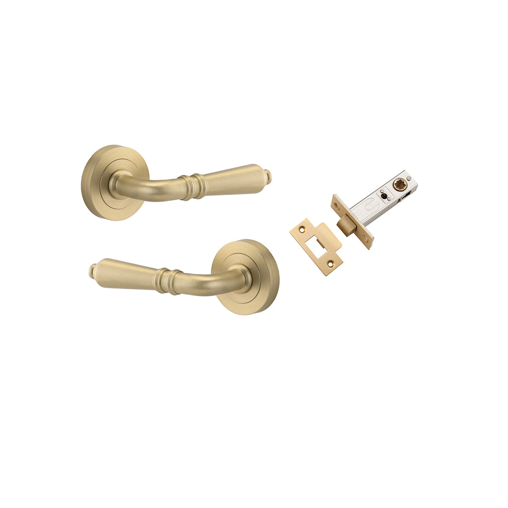 Sarlat Lever - Round Rose Brushed Brass / Passage / Passage Kit
