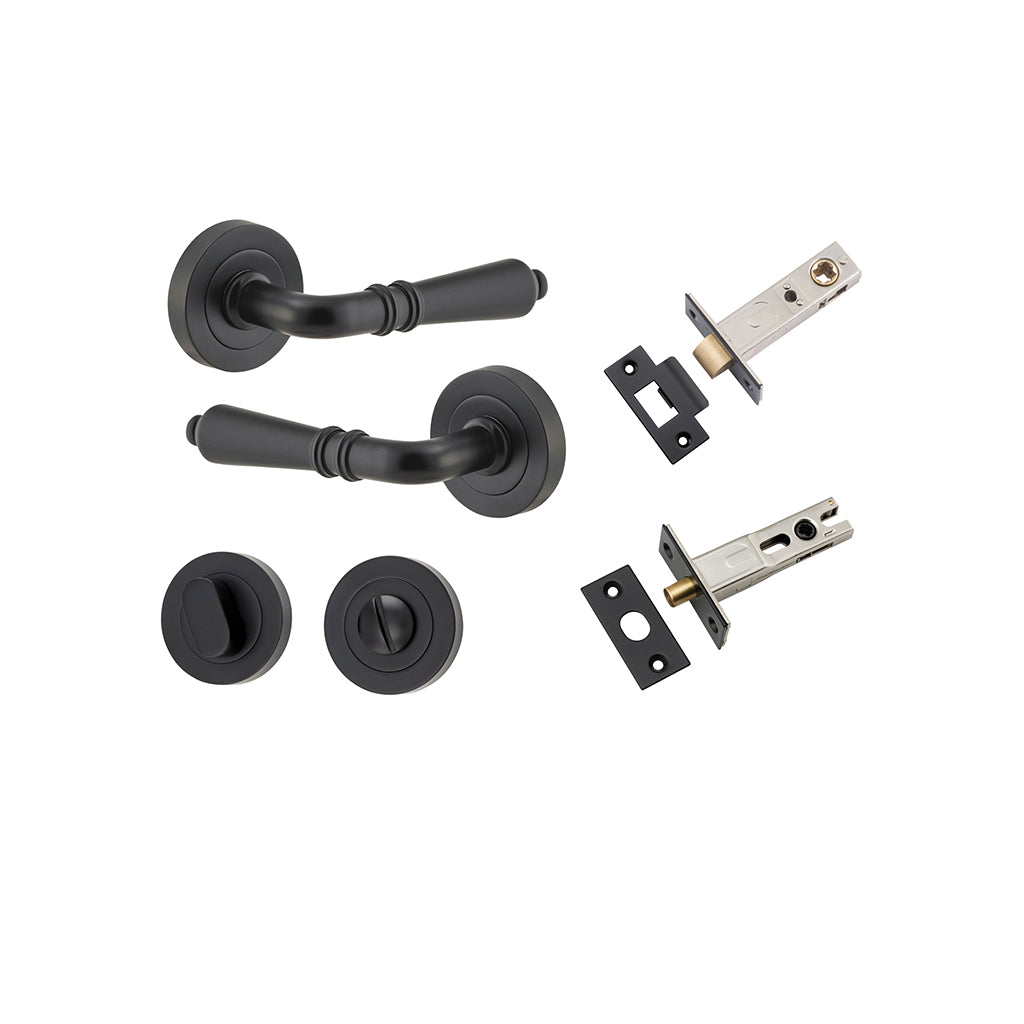 Sarlat Lever - Round Rose Matt Black / Privacy / Separate Privacy Kit
