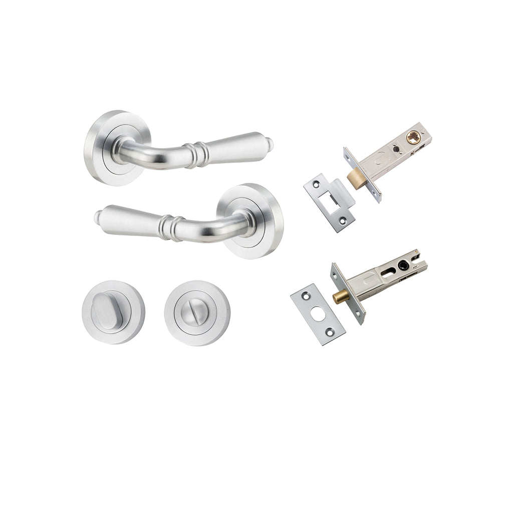 Sarlat Lever - Round Rose Brushed Chrome / Privacy / Separate Privacy Kit
