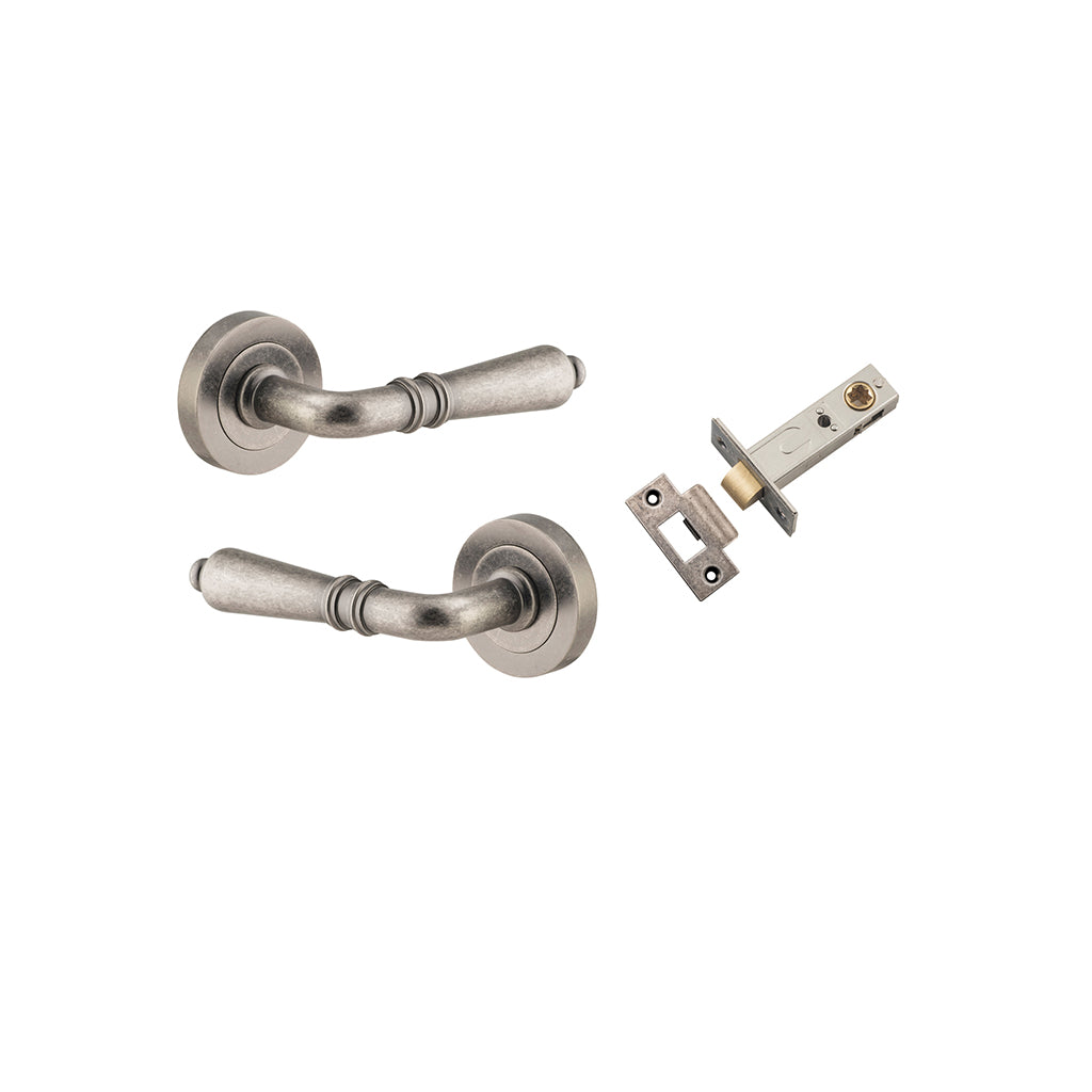 Sarlat Lever - Round Rose Distressed Nickel / Passage / Passage Kit