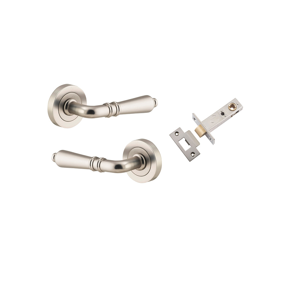 Sarlat Lever - Round Rose Satin Nickel / Passage / Passage Kit