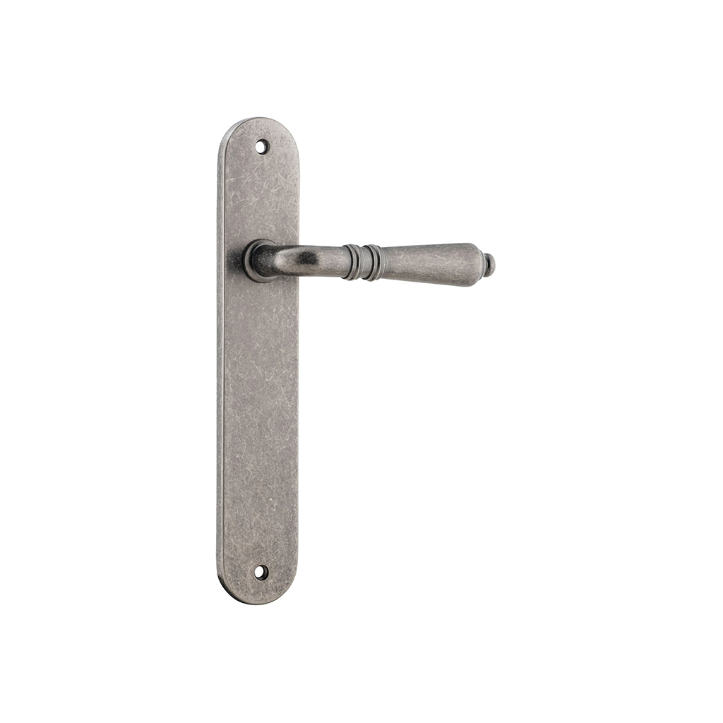 Sarlat Lever - Oval Backplate Distressed Nickel / Passage / Lever Set Only