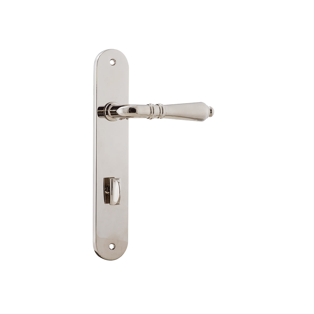 Sarlat Lever - Oval Backplate Polished Nickel / Privacy / Lever Set Only