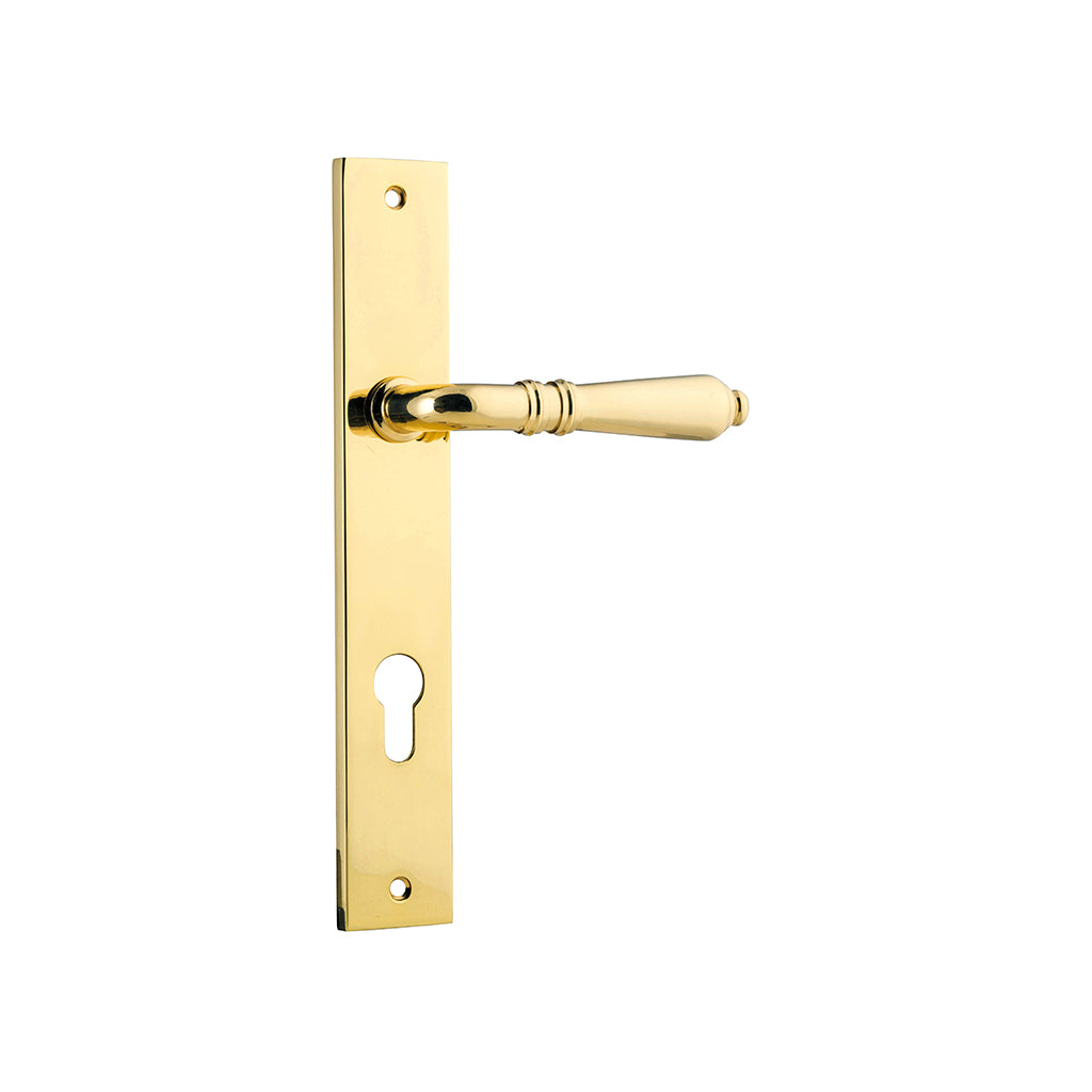 Sarlat Lever - Rectangular Backplate Polished Brass / Entrance / Lever Set Only