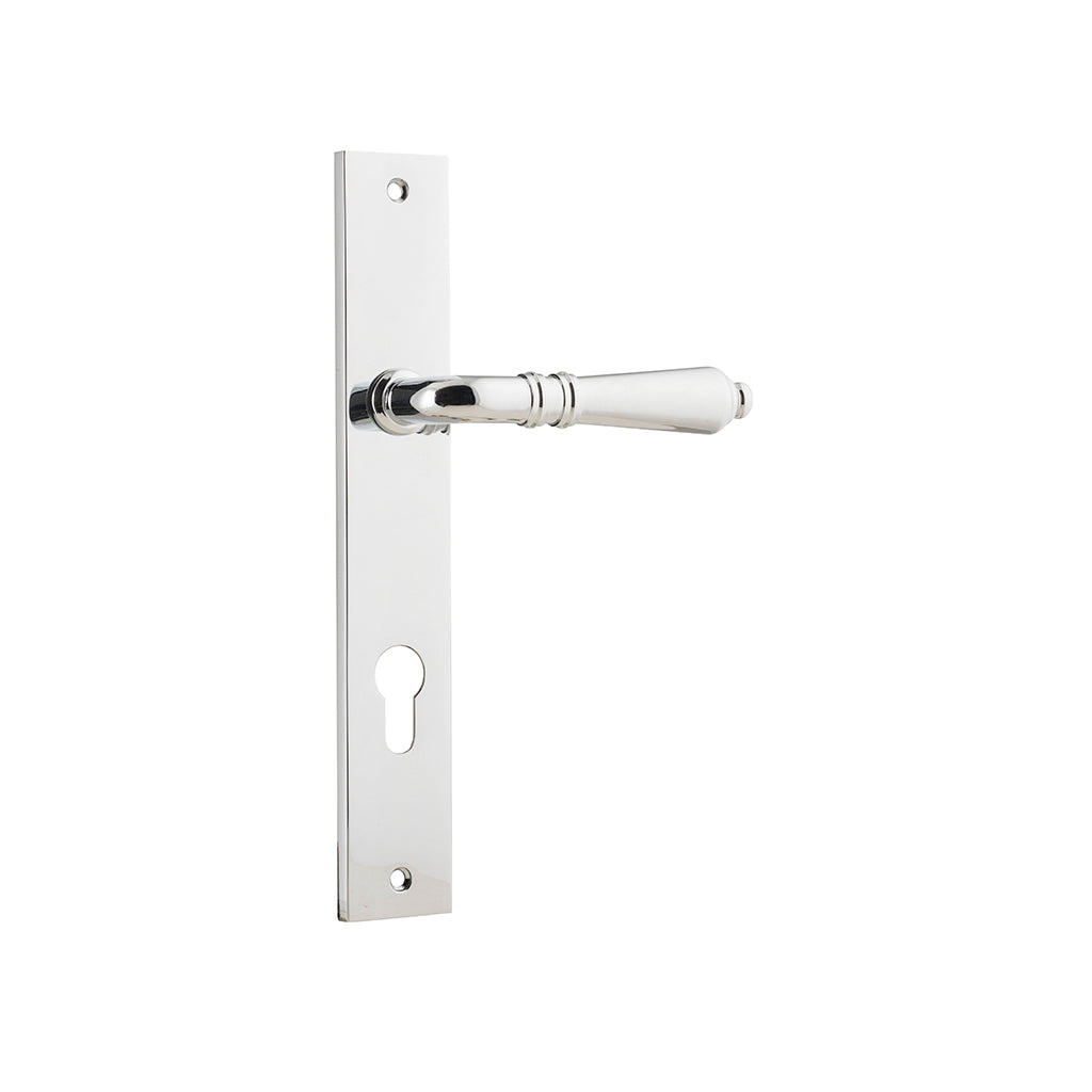 Sarlat Lever - Rectangular Backplate Polished Chrome / Entrance / Lever Set Only