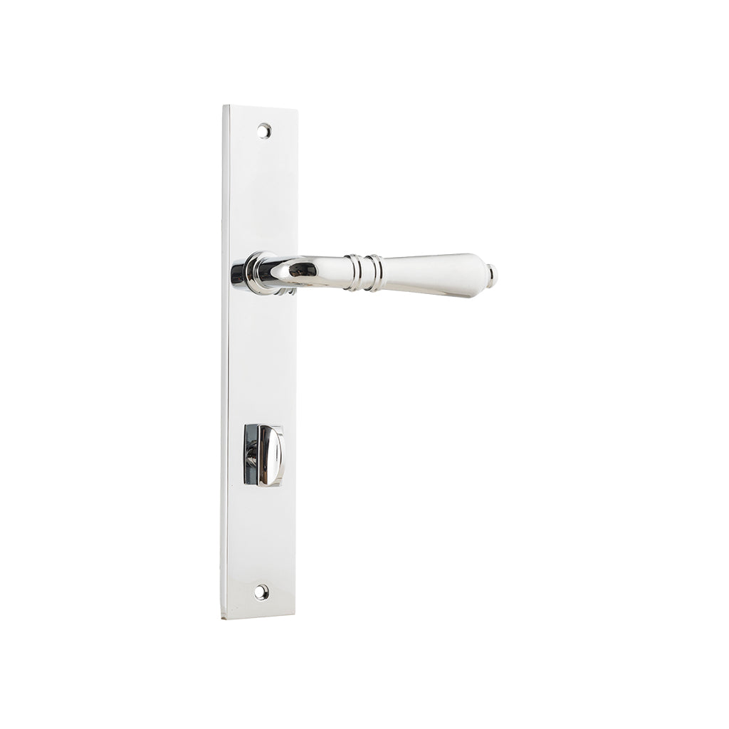 Sarlat Lever - Rectangular Backplate Polished Chrome / Privacy / Lever Set Only