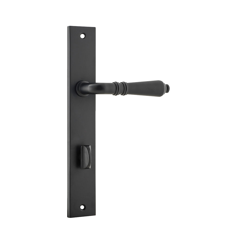 Sarlat Lever - Rectangular Backplate Matt Black / Privacy / Lever Set Only