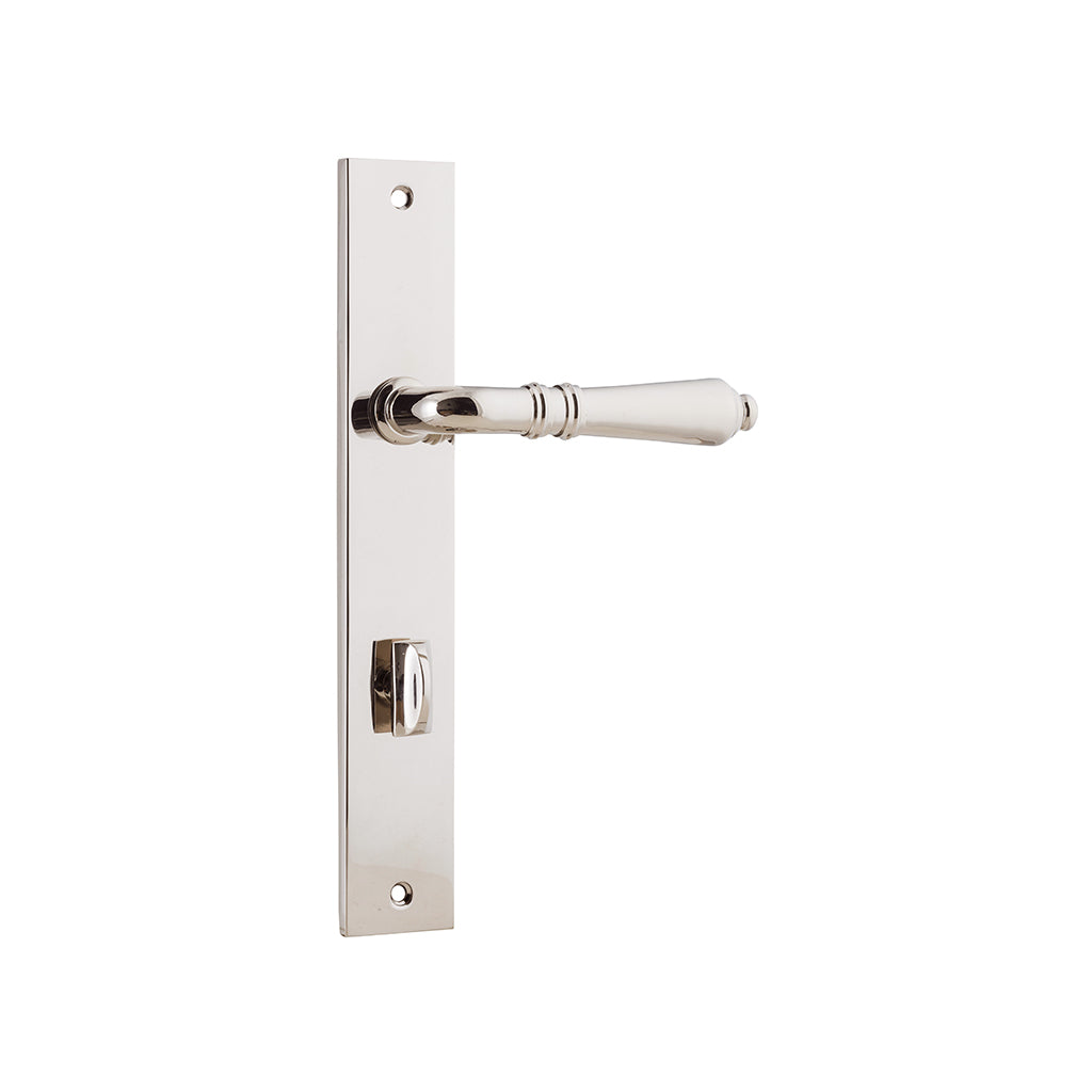 Sarlat Lever - Rectangular Backplate Polished Nickel / Privacy / Lever Set Only