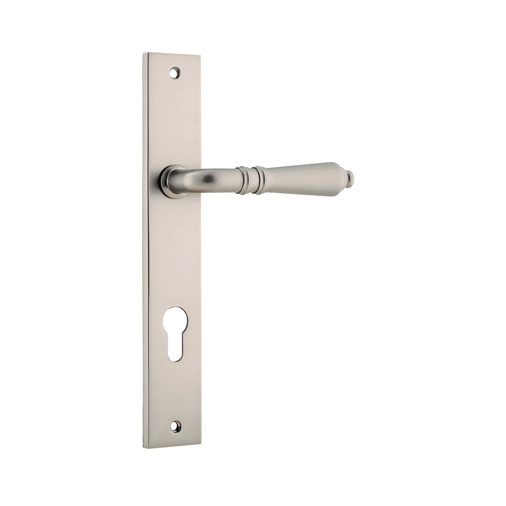 Sarlat Lever - Rectangular Backplate Satin Nickel / Entrance / Lever Set Only