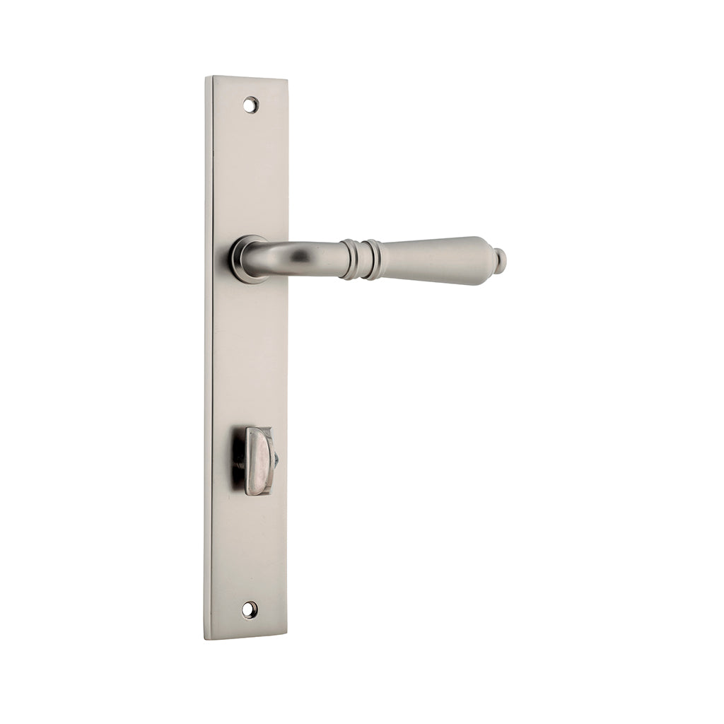 Sarlat Lever - Rectangular Backplate Satin Nickel / Privacy / Lever Set Only