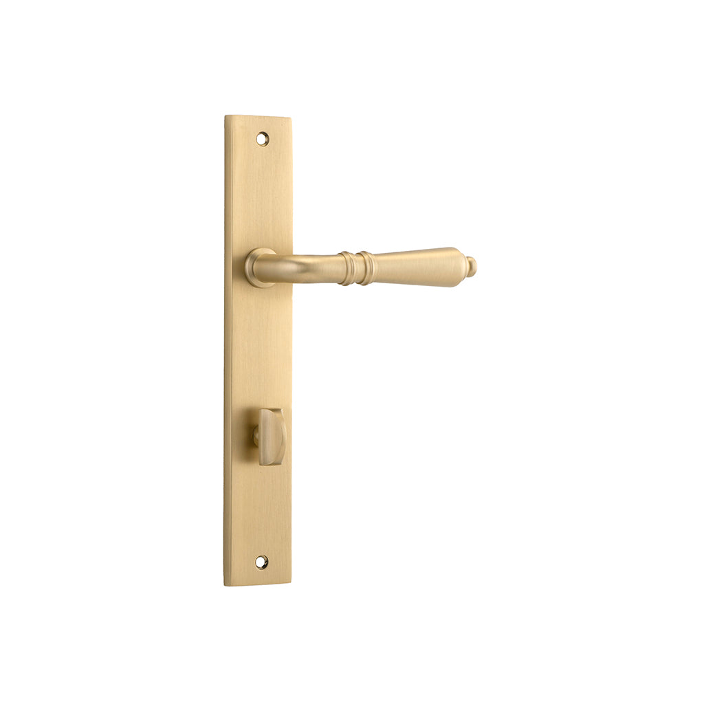 Sarlat Lever - Rectangular Backplate Brushed Brass / Privacy / Lever Set Only