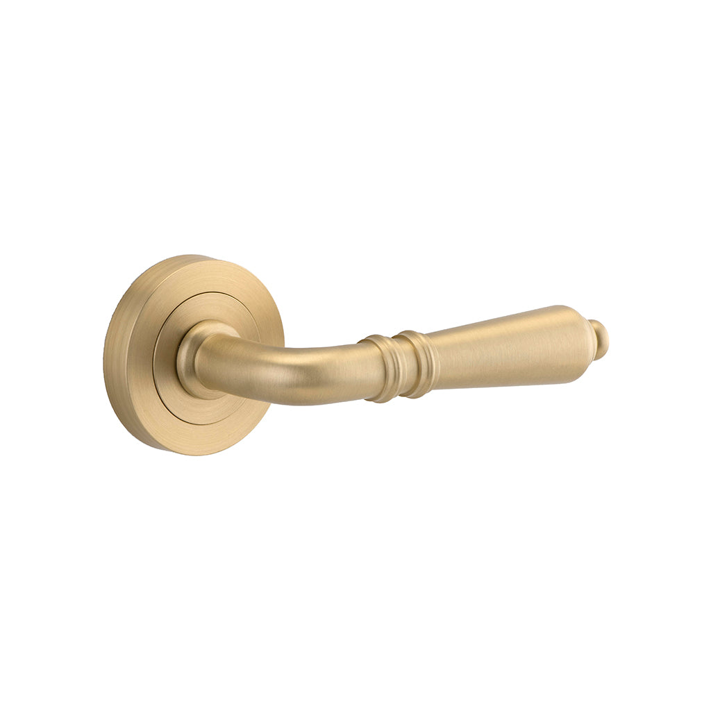 Sarlat Lever - Round Rose Brushed Brass / Passage / Lever Set Only