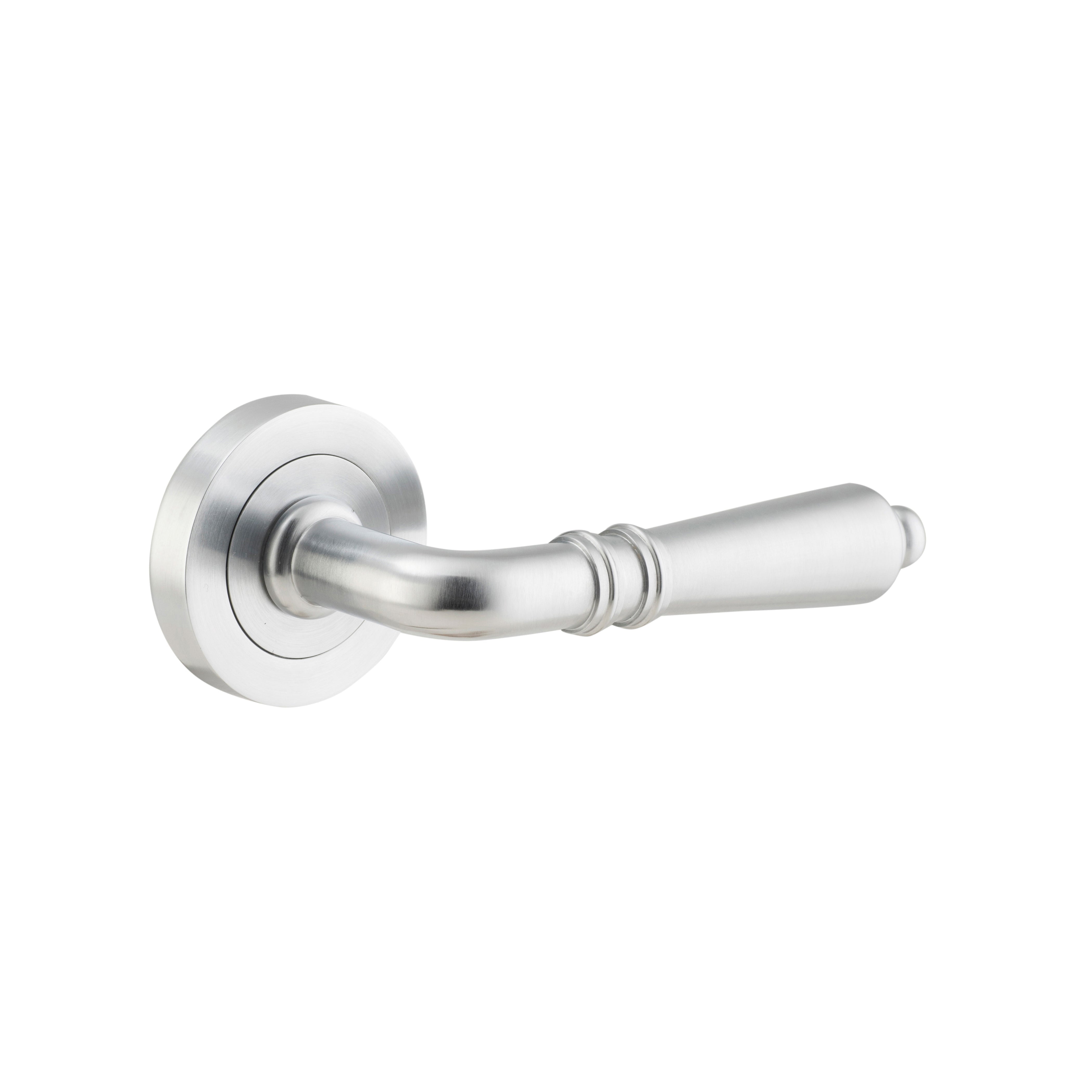 Sarlat Lever - Round Rose Brushed Chrome / Passage / Lever Set Only