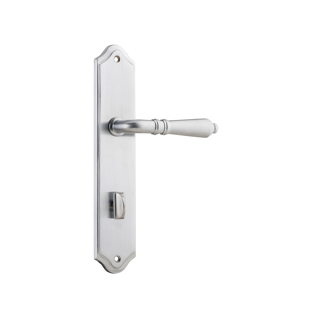 Sarlat Lever - Shouldered Backplate Brushed Chrome / Privacy / Lever Set Only