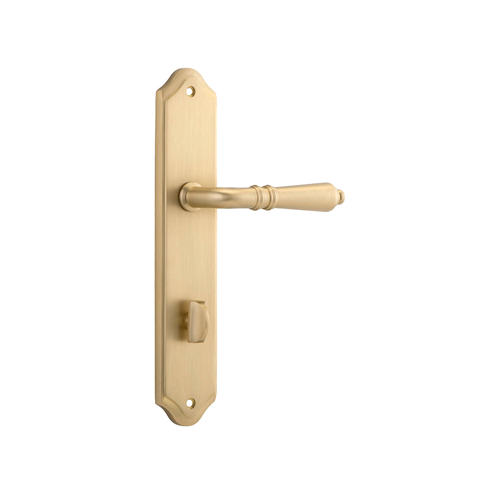 Sarlat Lever - Shouldered Backplate Brushed Brass / Privacy / Lever Set Only