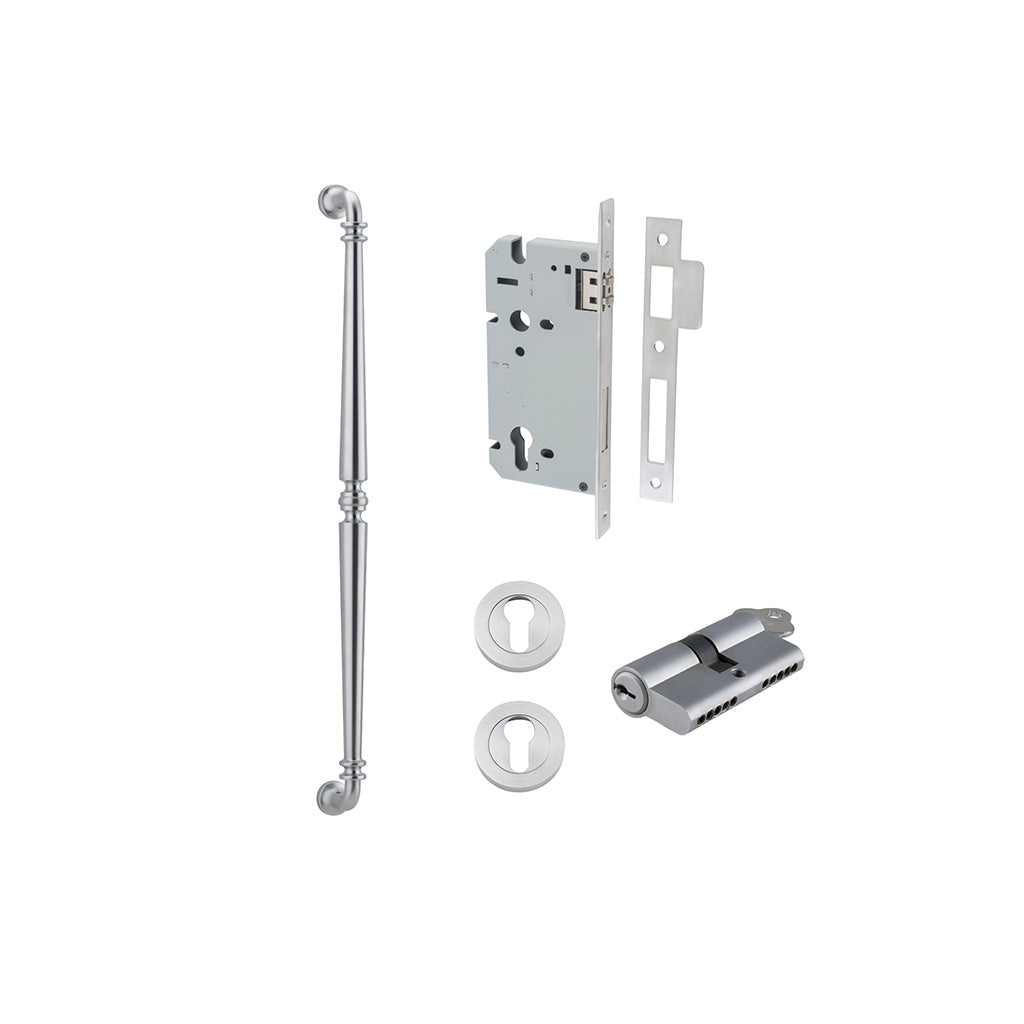 Sarlat Pull Handle Brushed Chrome / 600mm / Entrance Kit Dual Function (Key-Key)