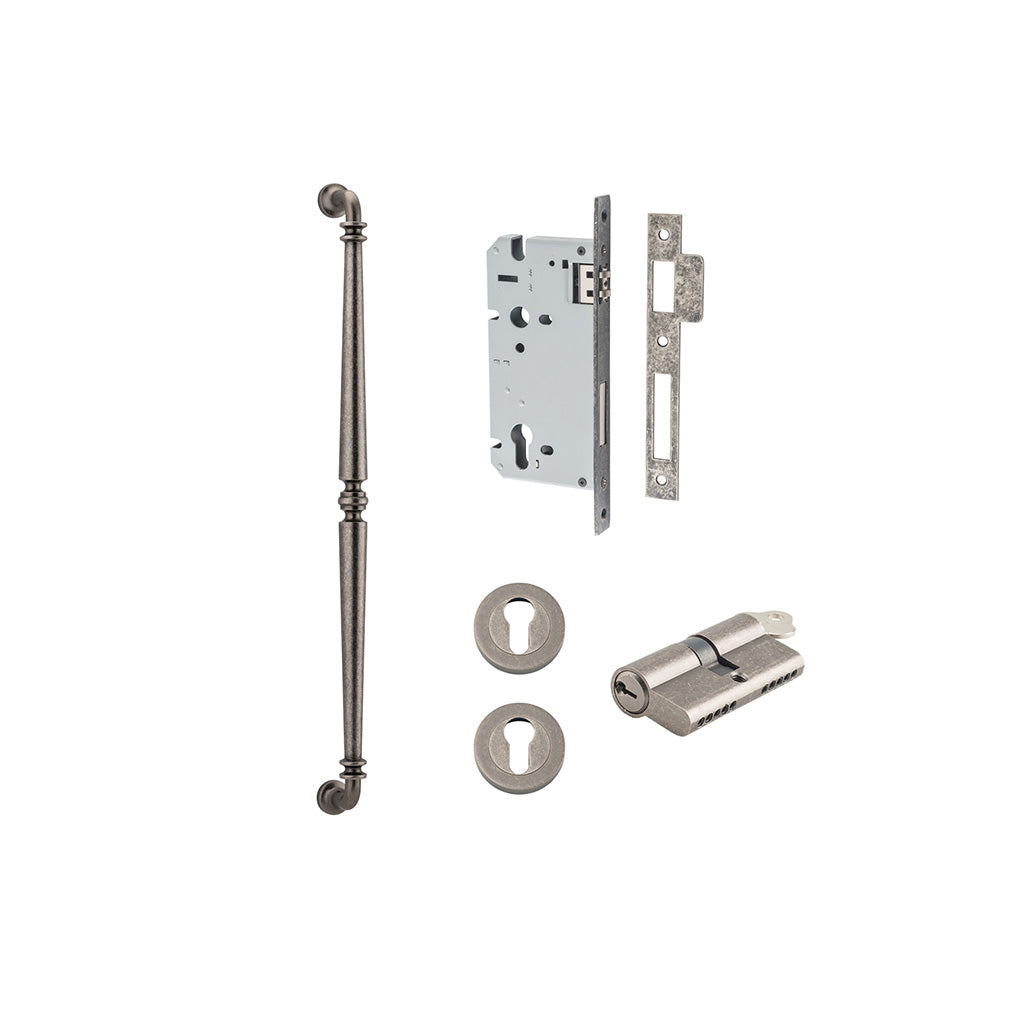 Sarlat Pull Handle Distressed Nickel / 600mm / Entrance Kit Dual Function (Key-Key)